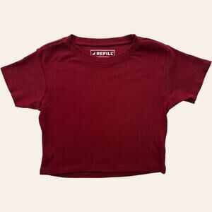 Refill ribbed cropped tee red fitted crewneck Y2K